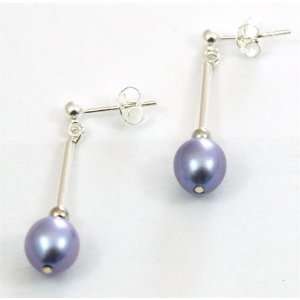  Sterling Silver Purple Pearl Drop Earrings By TOC: Jakob 