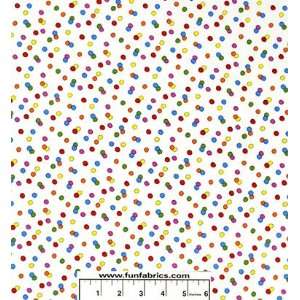 Multi Color Dots White Fabric: Arts, Crafts & Sewing
