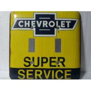 Chevrolet Super Service Metal Double Light Switch Cover Plate  Great 