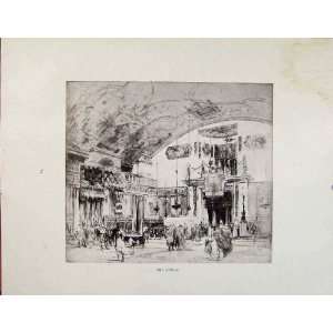  Architectural Etchings Atrium By W Walcot Antique
