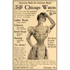 1899 Ad G D Chicago Waist Corset Women Shaping Body   Original Print 