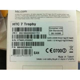 Brand new HTC 7 Trophy T8686 Unlocked 3G WiFi GPS 8G Windows Phone 7 