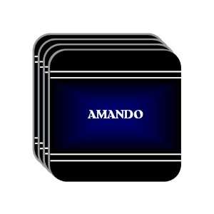 Personal Name Gift   AMANDO Set of 4 Mini Mousepad Coasters (black 