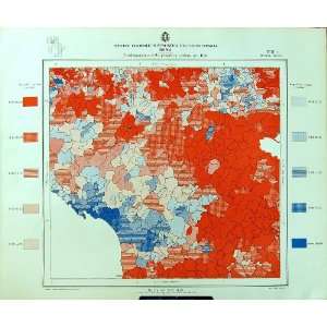   1933 Colour Map Italy Statistics Pesaro Land Ownership