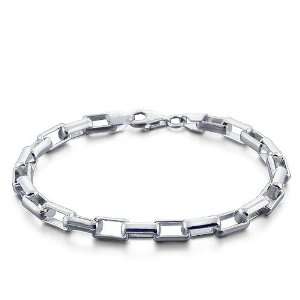    Elongated Box Link Sterling Silver Mens Link Bracelet: Jewelry