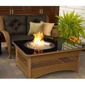  Naples Coffee Table Fire Pit with Black Glass Top Patio 