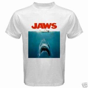New Jaws Movie Classic Shark White T Shirt All Size  