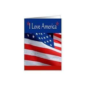  I love America, American flag, blank note card Card 