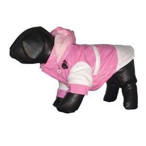 Pet Life PVC Raincoat with Removable Hood   Pink/White   LG:  