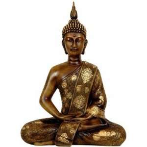  11 Thai Sitting Buddha Statue in Faux Wood Grain