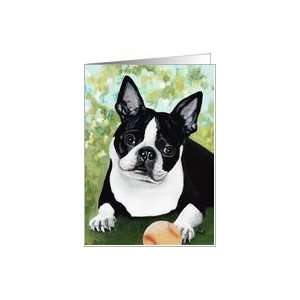 Boston Terrier Dog Breed Painting Happy Birthday From Pet verse Card