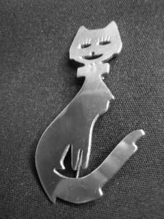 VINTAGE TALL STERLING CAT BROOCH MEXICO NICE  