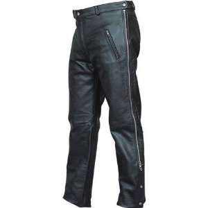  Mens Chap Pants with Elastic Waist Side Zippers in Silver 