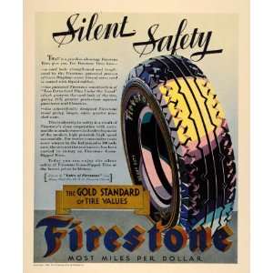  1932 Ad Firestone Tires Silent Safety Gold Standard 