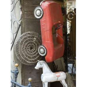  Old Toys for Sale, Metal Red Car, Wooden Horse During 