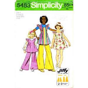  Simplicity 5483 Vintage Sewing Pattern Toddler Girls Smock Dress 
