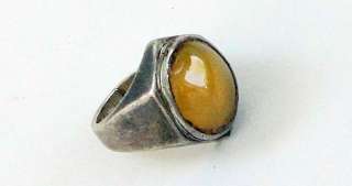 vintage antique sterling silver ring Agate old jewelry  