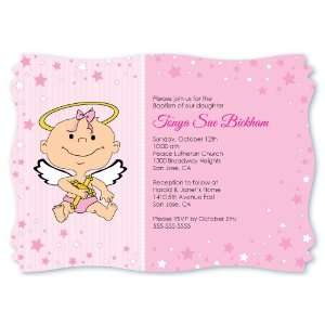  Angel Baby Girl   Personalized Baptism Invitations With 