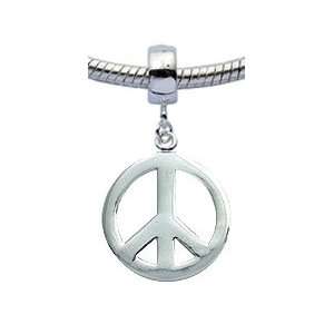 Lovely silver Peace sign charm   fits pandora & troll bracelets   hand 