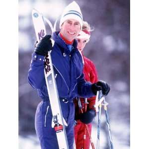 Prince Charles and Princess Diana During Start of Their Skiing Holiday 