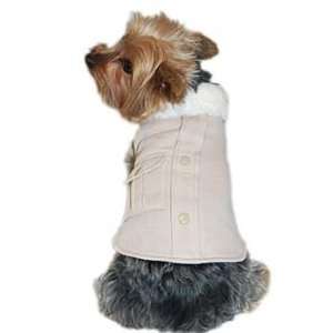  Anima Cream Fur Collar Dog Jacket, XX Small: Pet Supplies