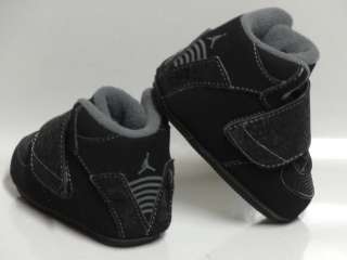 Nike Jordan AJF 20 Black Grey Soft Shoes Crib Size 3  
