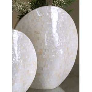  Large Round White Shell Vase: Home & Kitchen
