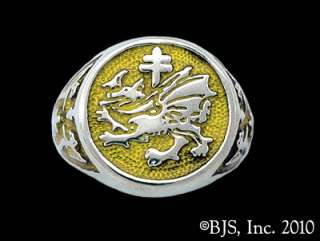 Enameled Order of the Dragon Signet Ring, Silver, New, Draculas Ring 