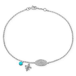 Victoria Kay 1/5ct TWT Diamond and Turquoise Fleur De Lis Bracelet in 