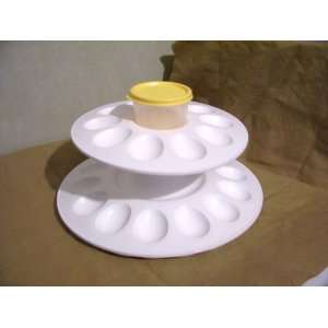  Tupperware Egg Tray EGGCEPTIONAL & Snack Cup WHITE NEW 