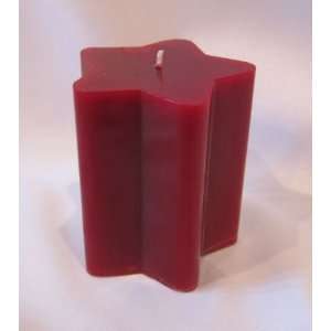  Hand Poured Star Smooth Pillar 3.5x3 Wax Candle, Burgandy 