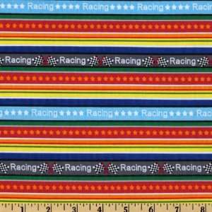  44 Wide Marcus Brothers Racing Stripes Red/Multi Fabric 