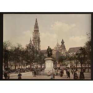   Reprint of Place Verte and cathedral, Antwerp, Belgium
