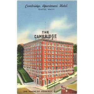 1950s Vintage Postcard Cambridge Apartment Hotel   Seattle Washington