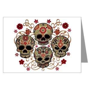  Greeting Card Flower Skulls Goth 
