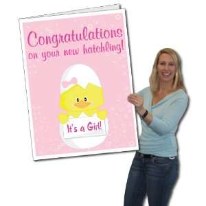  2x3 Giant New Baby Girl Card, W/Envelope: Health 