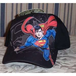  DC SUPERMAN Sublmtn Patch Large Print Black Baseball Cap HAT 