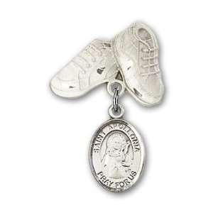 Sterling Silver Baby Badge with St. Apollonia Charm and Baby Boots Pin 