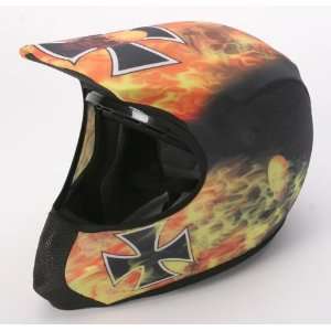 Moto Vation Racing Helmet Skinz, Black/Yellow Iron Cross 