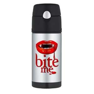    Thermos Travel Water Bottle Vampire Fangs Bite Me 