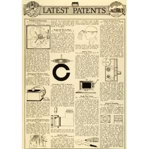 1920 Article Patent Phonograph Clock Magnet Spark Plug Reading Light 