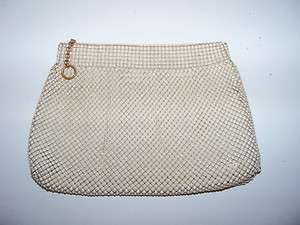 Vintage Small White Metal Mesh Clutch Wallet Coin Purse  