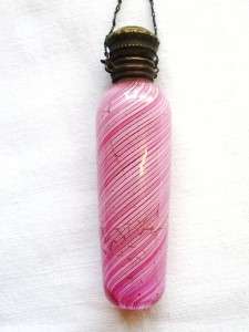 Pretty Antique Victorian Pink Venetian Glass Chatelaine Perfume Scent 