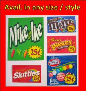 12 Vinyl Peel & Stick VENDING candy labels WITH PRICE  