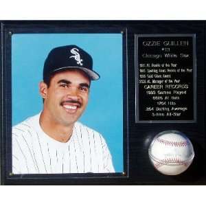  OZZIE GUILLEN Autographed Baseball Mounted in 12x15 Plaque 