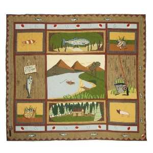  Patch Magic Gone Fishing Quilt Luxury, King, 120 Inch by 106 