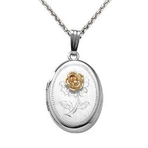   Gold Plated Sterling Silver Heart Locket Rosebud Design: Jewelry