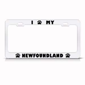 Newfoundland Dog White Animal Metal license plate frame Tag Holder