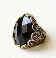   Carved Patterns Rhinestone Black Stone Rings Ring w150 great gift