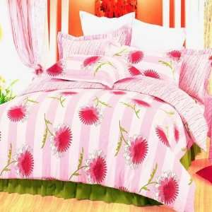  Blancho Bedding   [Pink Chrysanthemum] 100% Cotton 7PC Bed In A Bag 